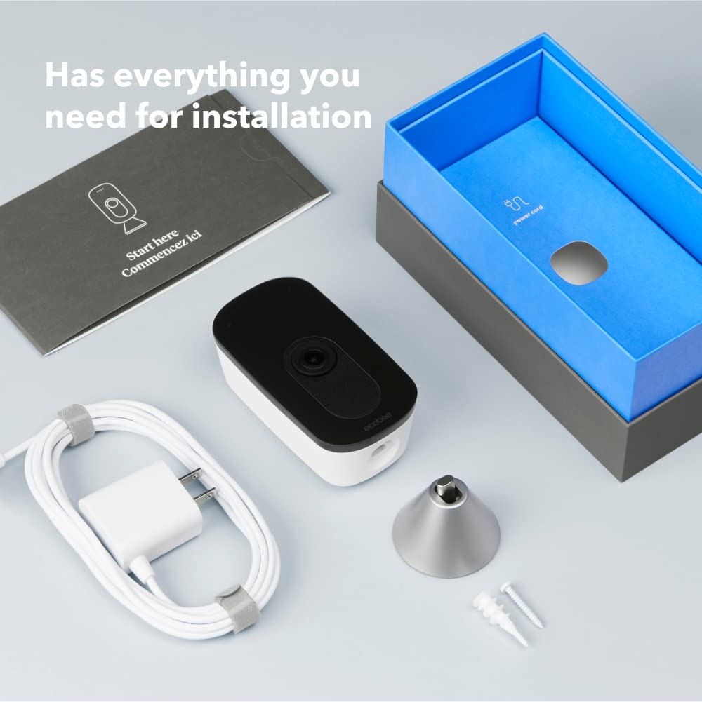 ecobee SmartCamera - Indoor WiFi Security Camera, Smart Home Security System, 1080p HD 180 Degree FOV, Night Vision, 2-Way Audio, Works with Apple