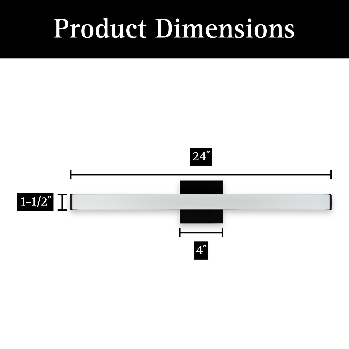 Ultralux Slim LED Vanity Light Bar - Wall Mounted, TRIAC Dimmable, Modern Bathroom Mirror Light - 14.5 W, 3000K (24 inch - 1 Pack, Black)