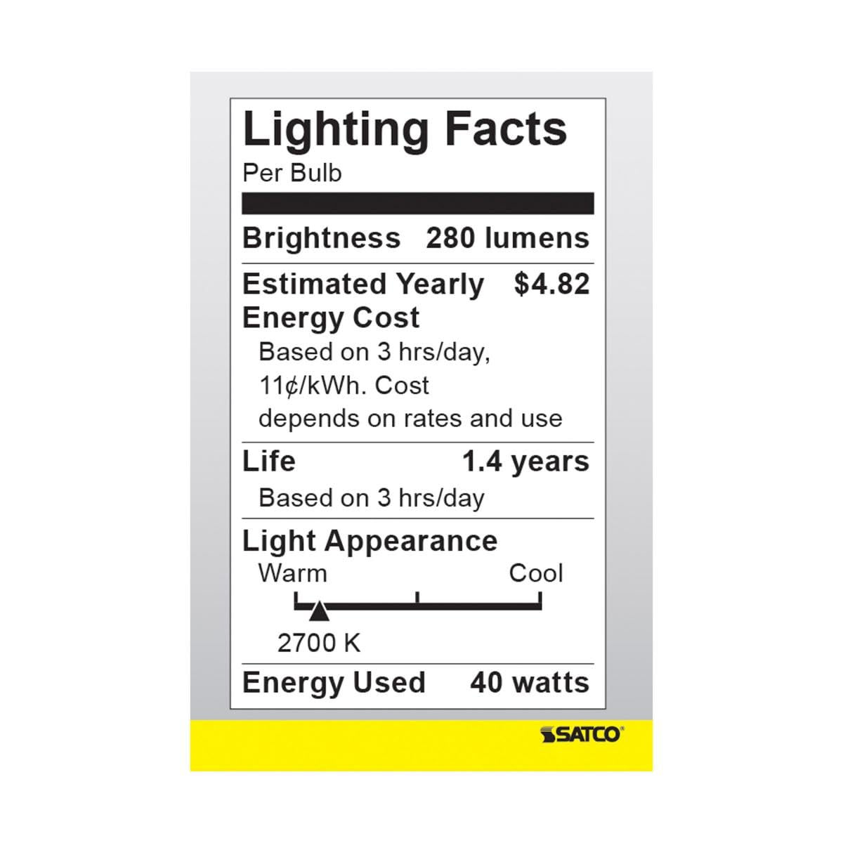 Satco 40R14 Incandescent Reflector, 40W E26 R14 Stubby, Clear Bulb