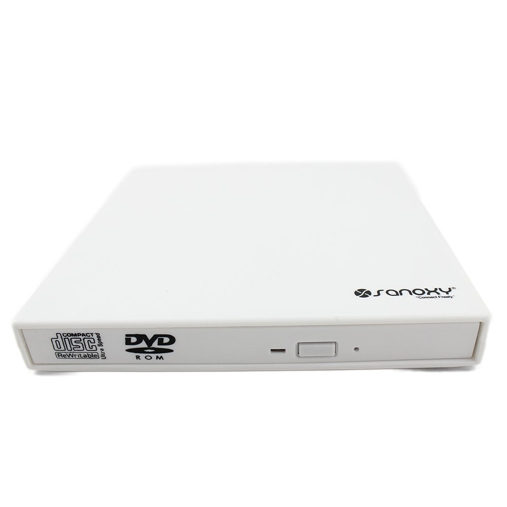 SANOXY® USB2.0 Slim DVD/CD RW Burner External Enclosure Caddy Case with SATA Connector for Laptop Notebook Burner, White