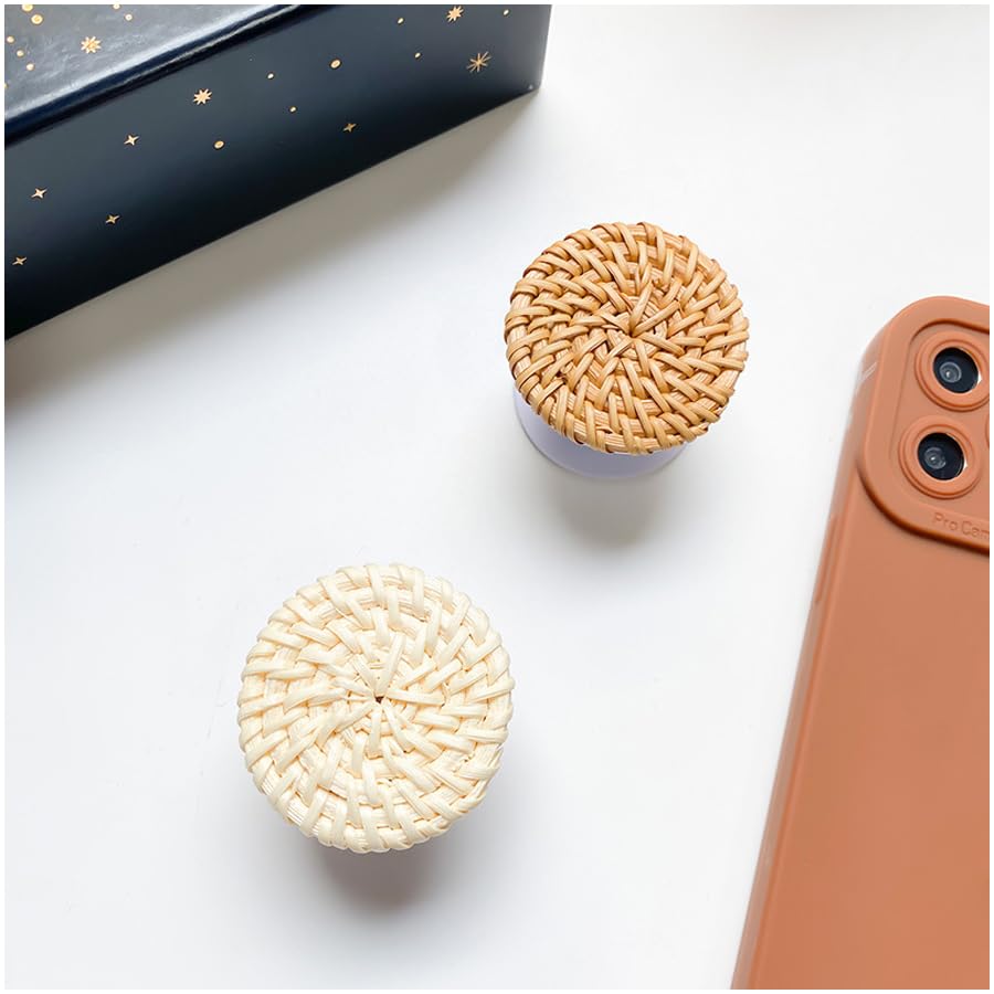 ARFUKA Phone Ring Holder Phone Grip Cell Phone Stand Cell Phone Holder Universal Collapsible Rattan Weaving Phone Grip and Phone Stand for Phones
