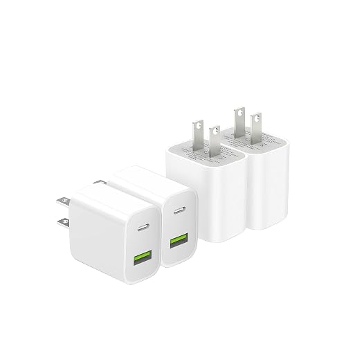 4 Pack USB C Charger Block, Dual Port Type C Wall Charger Fast Charging 20W Power Adapter Cube for iPhone 14/14 Pro/14 Pro Max/14 Plus/13/12/11