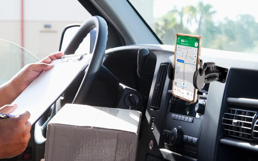 ARKON Mounts Drill-Base Mega Grip Phone Mount | Universal Phone Fit | 360° Adjustable Angle | Flat Surface AMPS Mounting | Compatible with iPhone