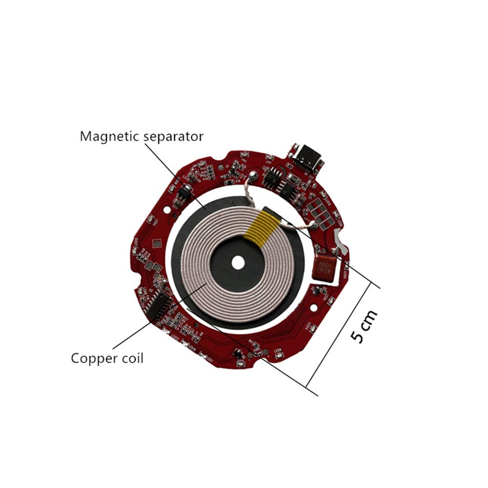 Taidacent Type C Car Mobile Phone Magnetic Qi Fast Wireless Charger/Charging/Charge Transmitter PCB Module 15W 10W 7.5W 5V 2A Input