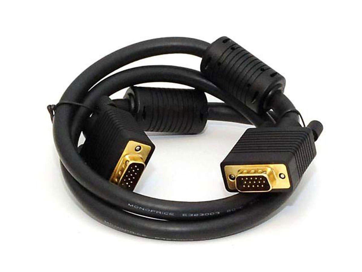 Monoprice Monitor Cable - 3 Feet - Black | Super VGA Male to Male with Ferrites Gold Plated