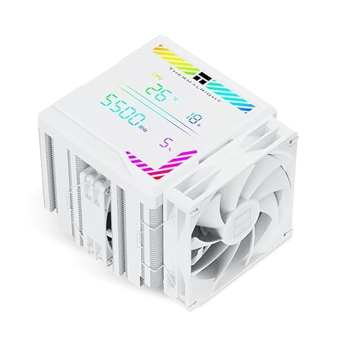 Thermalright Peerless Assassin 140 Digital White CPU Cooler, Double PWM Fans with 1850RPM Speed, Support Intel