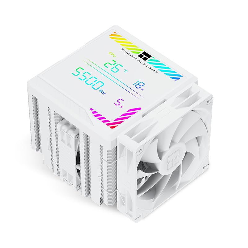 Thermalright Peerless Assassin 140 Digital White CPU Cooler, Double PWM Fans with 1850RPM Speed, Support Intel