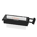 6-Sheet Strip Cut Paper for Home Office, Small Paper Shredder with Auto-Off Compact, Portable Design, No Basket, Extendable Arm, Black