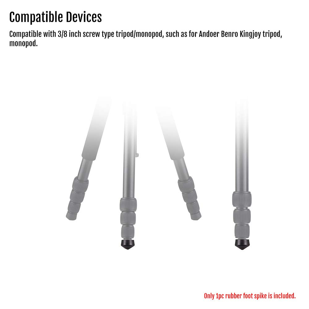 Andoer Universal 3/8 Inch Tripod Monopod Rubber Foot Spike for Andoer Benro Gitzo Manfrotto Tripod Monopod (3 pcs)