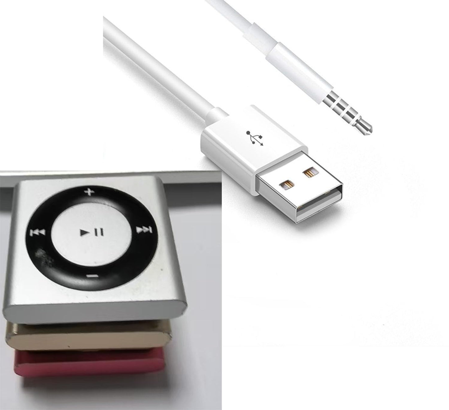 Sidiyang USB Power Charger and Sync Data Cable,2-Pcs Compatible for iPod Shuffle Charger Cable Compatible for iPod Shuffle 3rd 4th 5th Generation