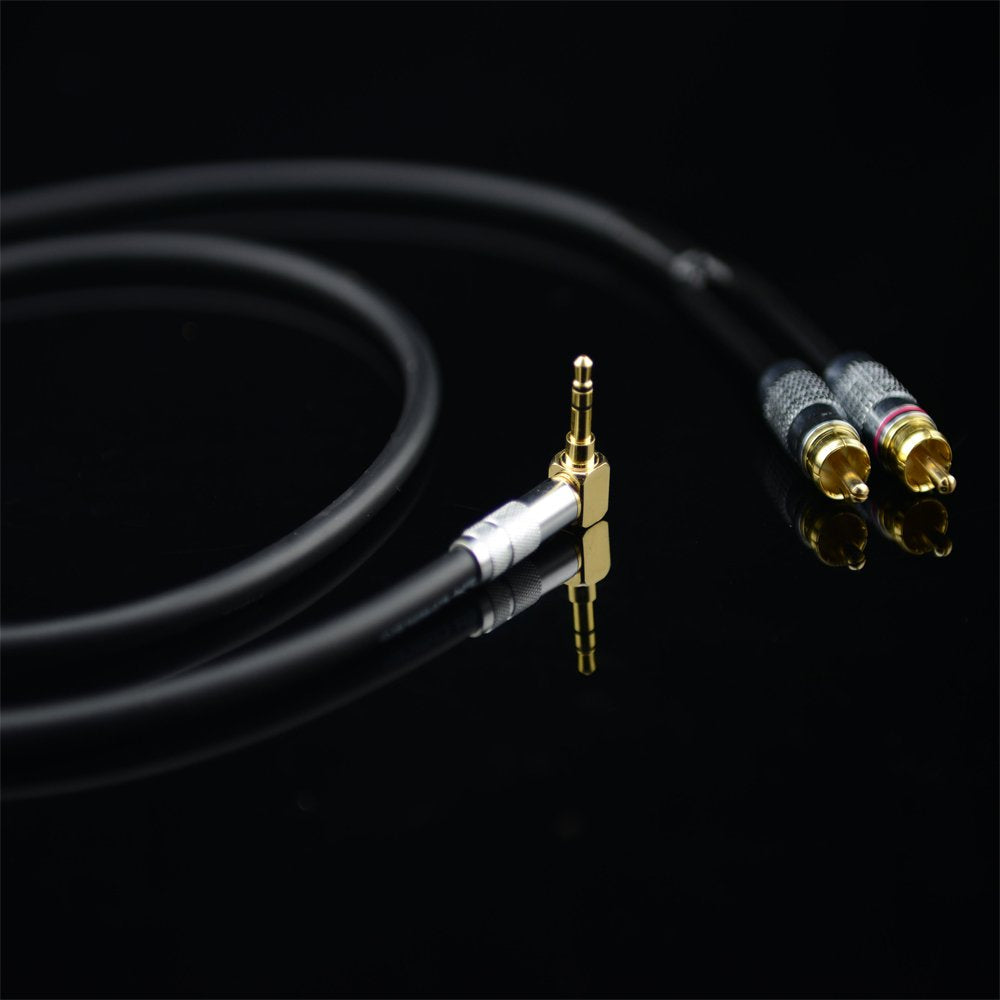 Primeda Audiophile Audio Cable Stereo 3.5mm Male to 2 RCA Male Hi Fi for MP3,CD,Speakers,Home Theater,HDTV (Right angle 3.5mm (3 Feet))