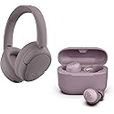 JLab Mauve Audio Bundle: JBuds Lux ANC Wireless Premium Over-Ear Bluetooth Headset with Hybrid Active Noise Cancelling Plus Go Air Pop+ True Wireless…