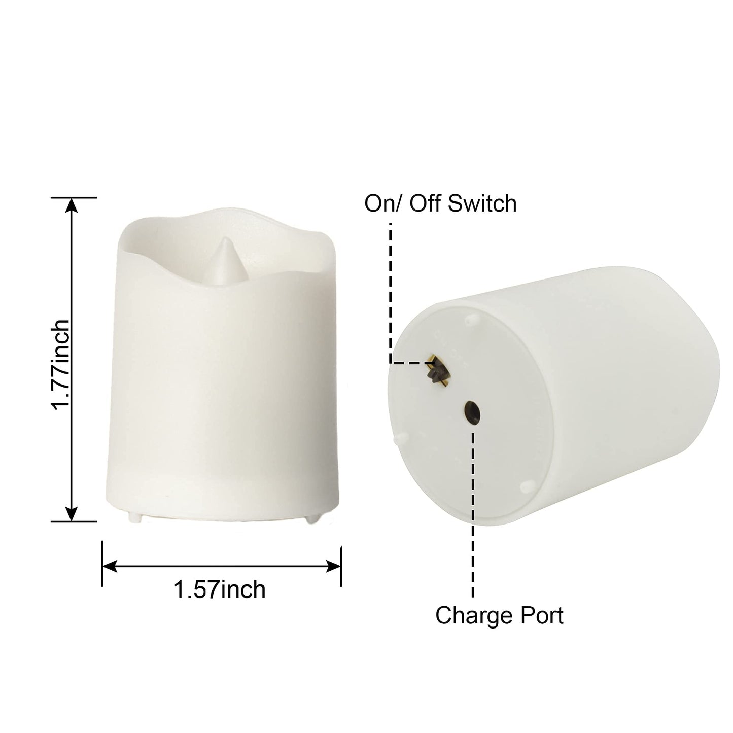 FPOO Rechargeable Flameless Tea Lights Candles with Timer & Remote, 12pcs Flickering LED Votive Candles with 2 USB Charging Cables, Warm White Light