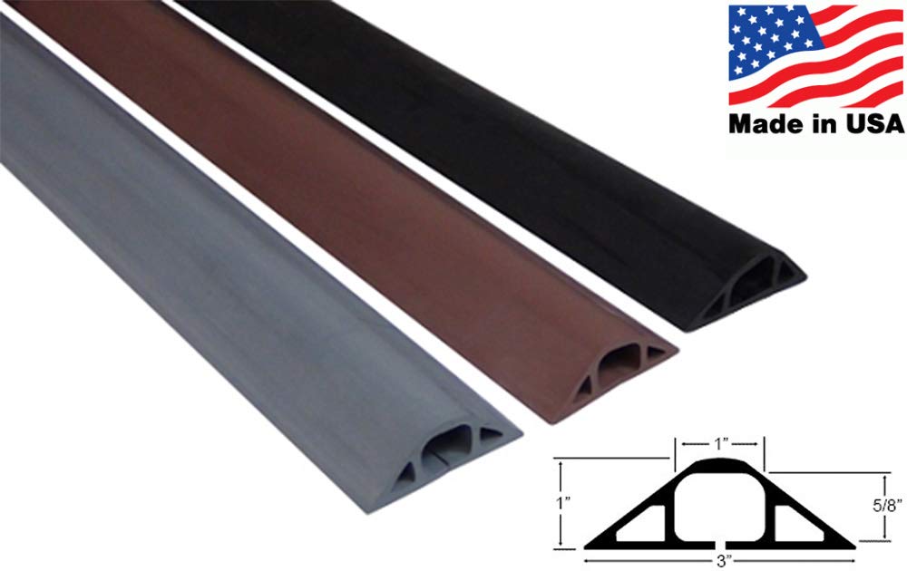 Electriduct D-22 Rubber Duct Cord Cover 1x5/8 Inch Channel Flexible Wire Protector - 5 Feet (Gray)
