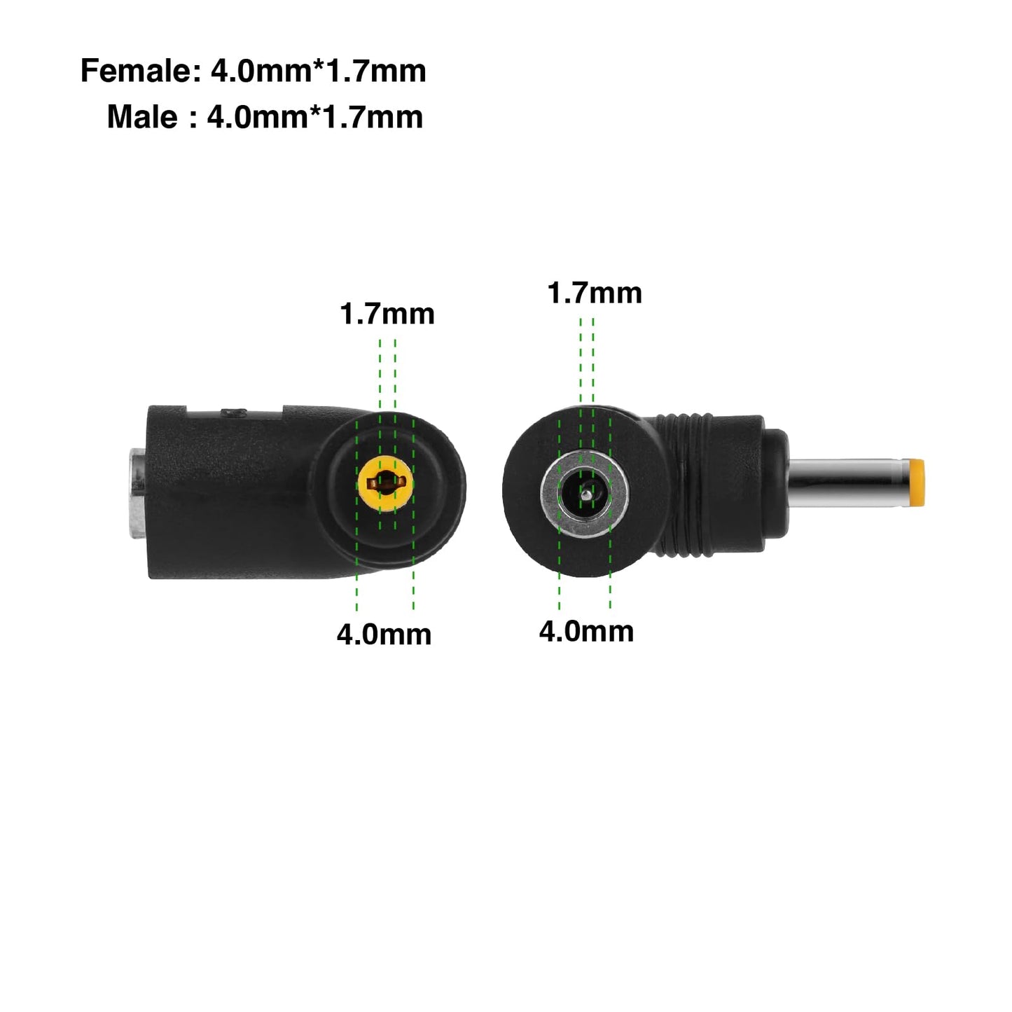 helpers lab 4.0 x 1.7 mm Male to Female Right Angle 90-Degree Power Adapter Connector Converter for Amazon Echo Dot, Echo Show, PSP, Blu-ray…