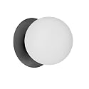 Dainolite Burlat 1 Light Wall Sconce - 6" Dia. - Matte Black - White Glass