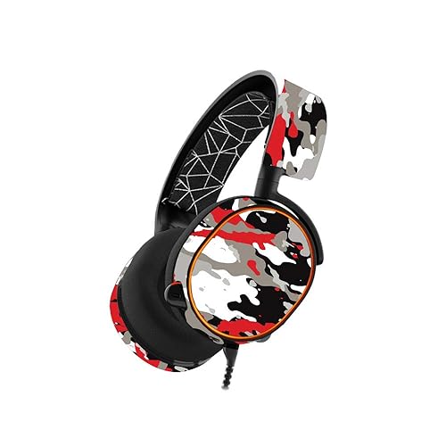 MightySkins Skin Compatible with SteelSeries Arctis 5 Gaming Headset - Red Camo | Protective, Durable, and Unique Vinyl Decal wrap Cover | Easy