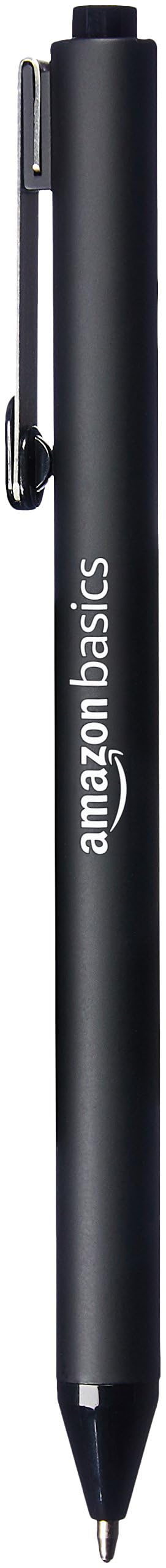 Amazon Basics Retractable Ballpoint Pens with Comfortable Grip for Smooth Writing, Black, Note-Taking, Office and School Supplies, 12-Pack