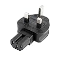 Tekit UK BS1363 3-Pole Male to IEC 320 C15 AC Power Adapter,UK to C15 Power Converter Travel Plug Adapter UK Plug End…