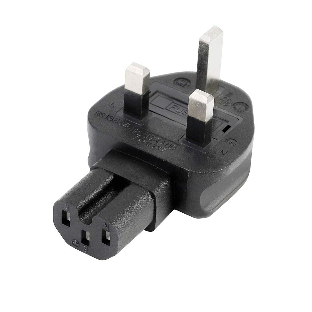 Tekit UK BS1363 3-Pole Male to IEC 320 C15 AC Power Adapter,UK to C15 Power Converter Travel Plug Adapter UK Plug End…