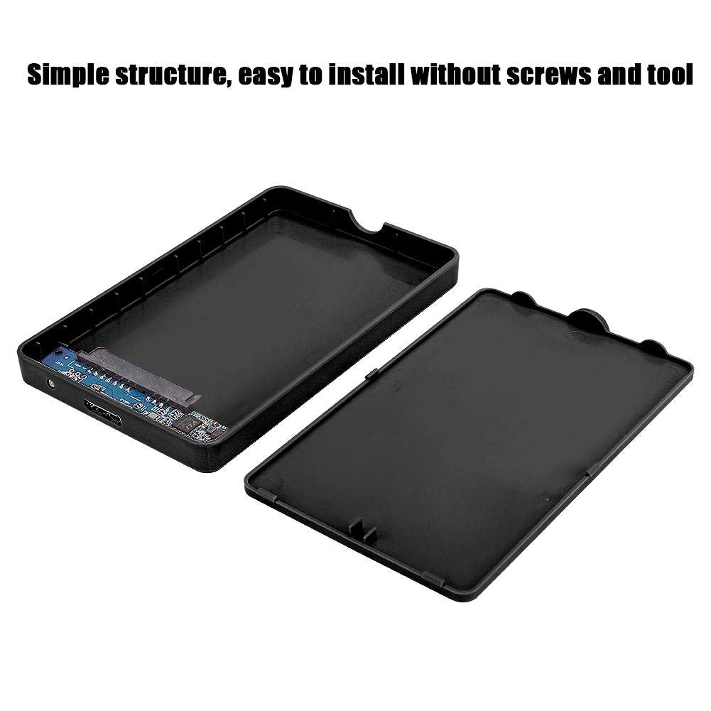ASHATA 2.5 Inch Enclosure, Portable Hard Drive Case with USB 3.0 for Laptop Drive SSD, Support 2.5 Inch for SATA/ for SATA 2/ for SATA 3 and SSD Solid
