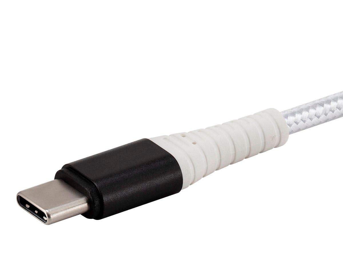 Monoprice USB 2.0 Type-C to Type-A Charge & Sync Cable - Kevlar/Nylon-Braid, 3 Feet, White - AtlasFlex Series