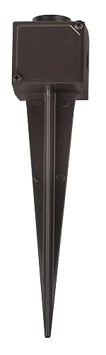 Hinkley Metal Ground Spike with Junction Box - 9” Ground Stakes Replacement for Outdoor Landscape Lighting, Bronze Finish, Aluminum Landscape Light