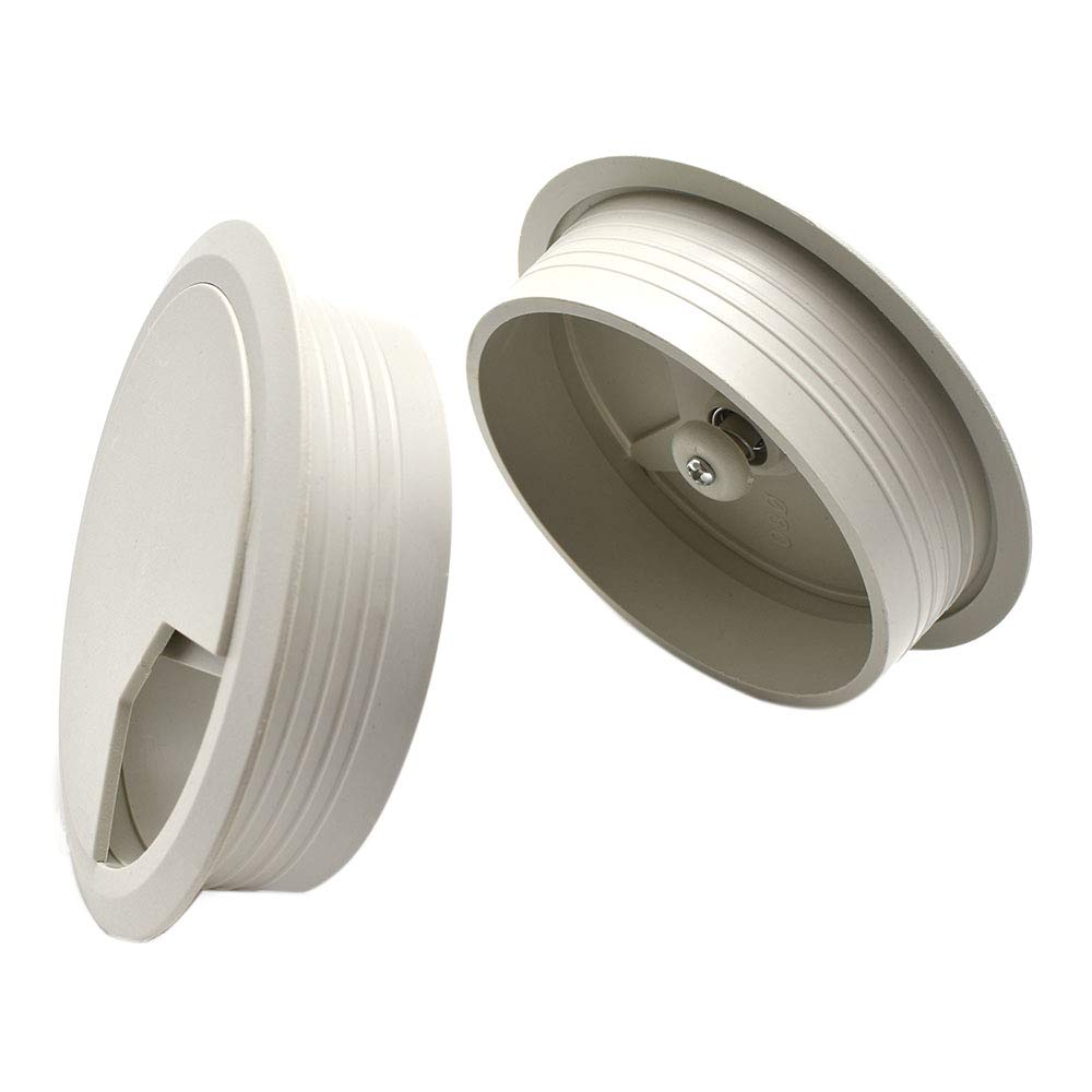 3-1/8 Inch (80mm) Grey Wire Grommets and Cable Ties Kit ABS Plastic Desk Hole Cover Cord Organizer for Computer Desks Cabinet (2pcs Desk Grommets +