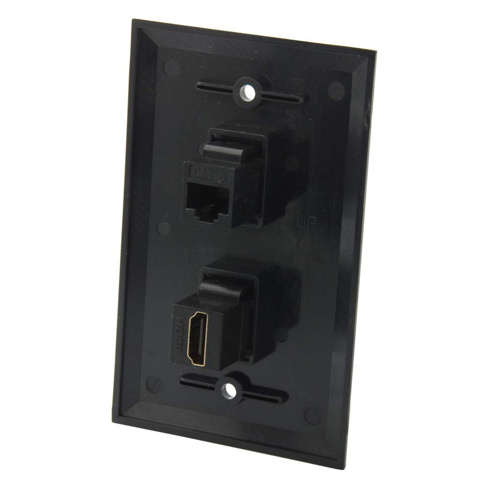 YinXiong Single Gang Solid Style Black Color HDMI CAT6 RJ45 Female To Female Wall Plate