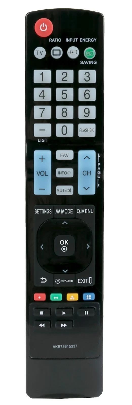 AKB73615337 TV Remote Control for LG TV in Living Rooms or Rooms, Replacement Models AKB74115501 AKB73756506 AKB76631001, Replacement Remote