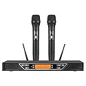 Doslnlya NG-9 UHF Dual Wireless Microphone System with 2 Handheld Dynamic Microphones, Professional Grade Anti-Interference, Two Handed Mic One Touch