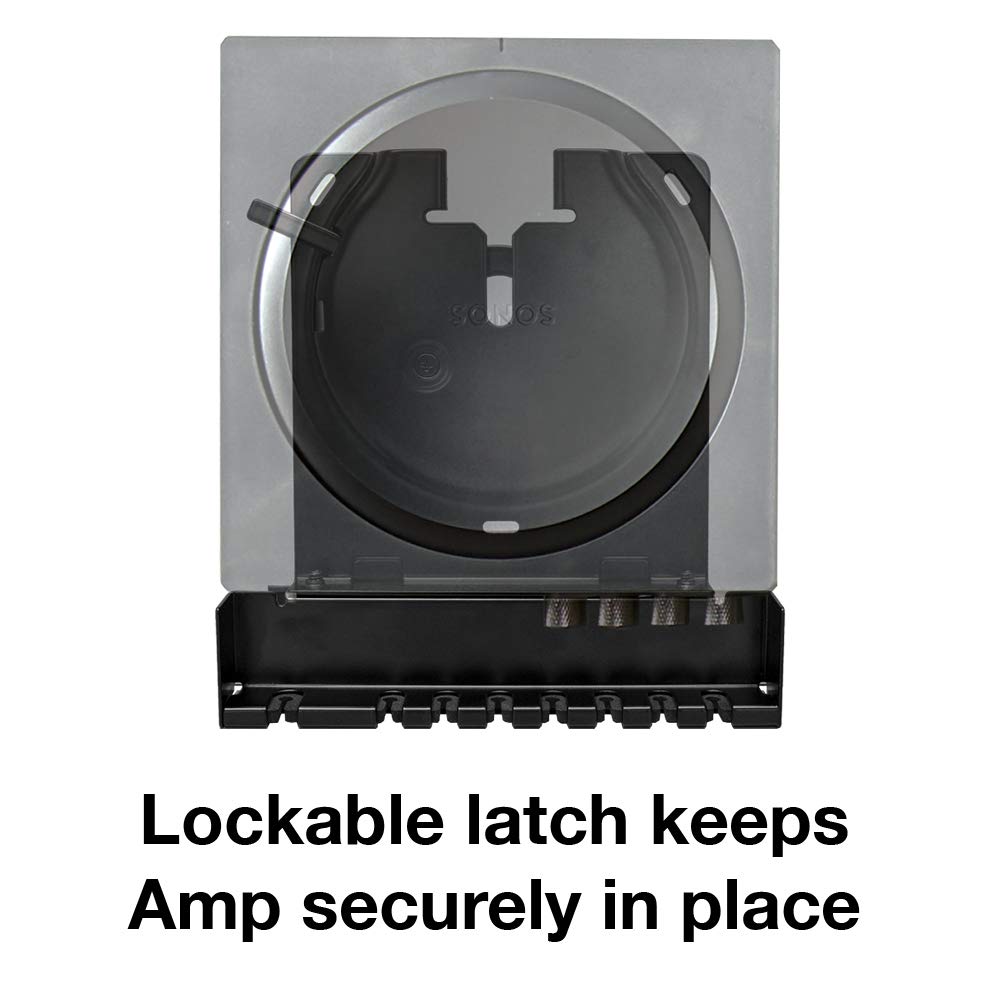 Sanus Wall Mount for Sonos Amp - Slim Black Design with Lockable Latch for Security - Low Profile Bracket Design Mounts in Any Orientation - Built-in