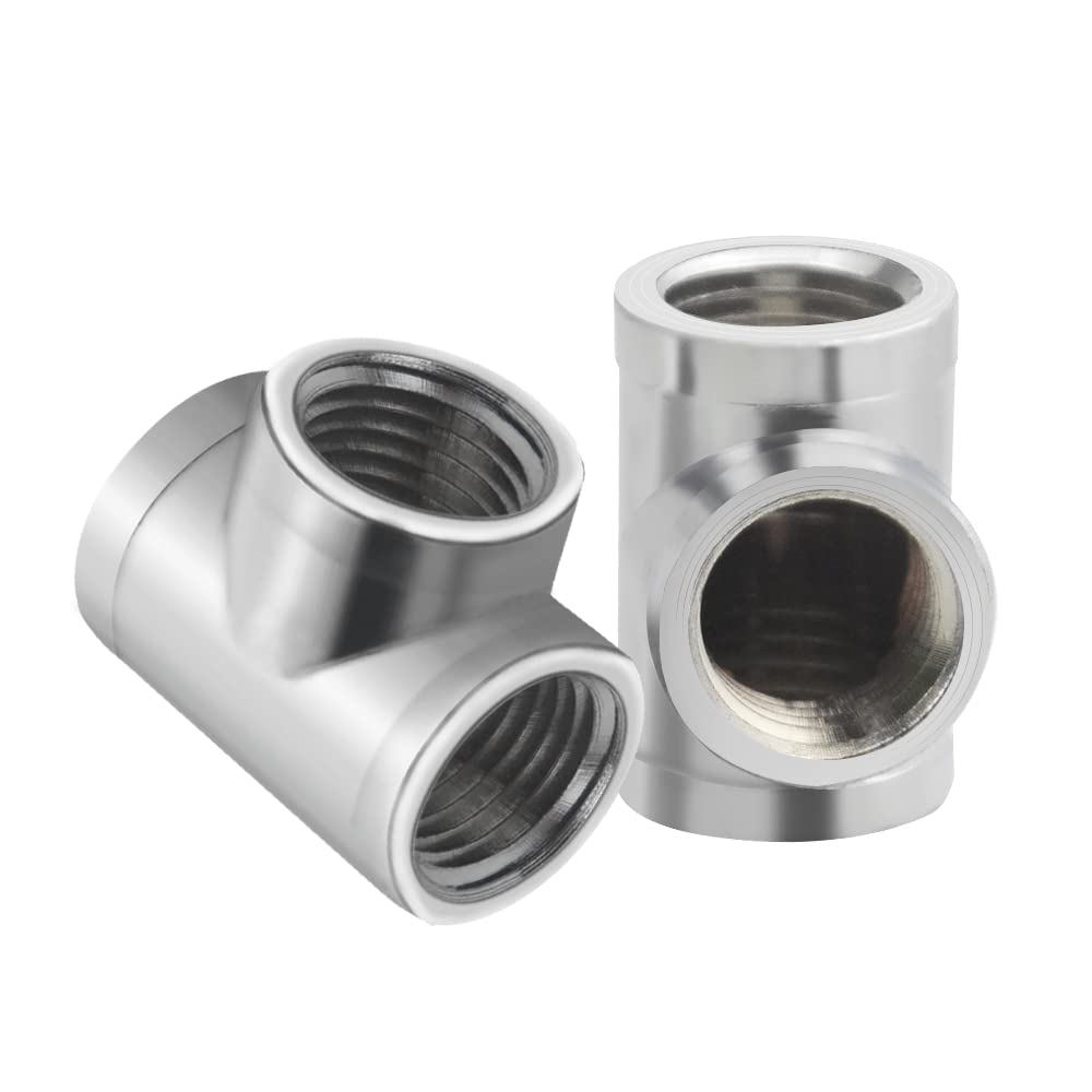 BXQINLENX Silver Chrome G 1/4" Threaded 3 Way Fitting for Computer Water Cooling System(4 PCS)