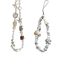 Hujnagh 2 Pcs Phone Charm Strap, Beach Style Beaded Lanyard for Phone Camera Wrist Strap, Starfish Heart and Shell Starfish Design, Cute Wrist Charm