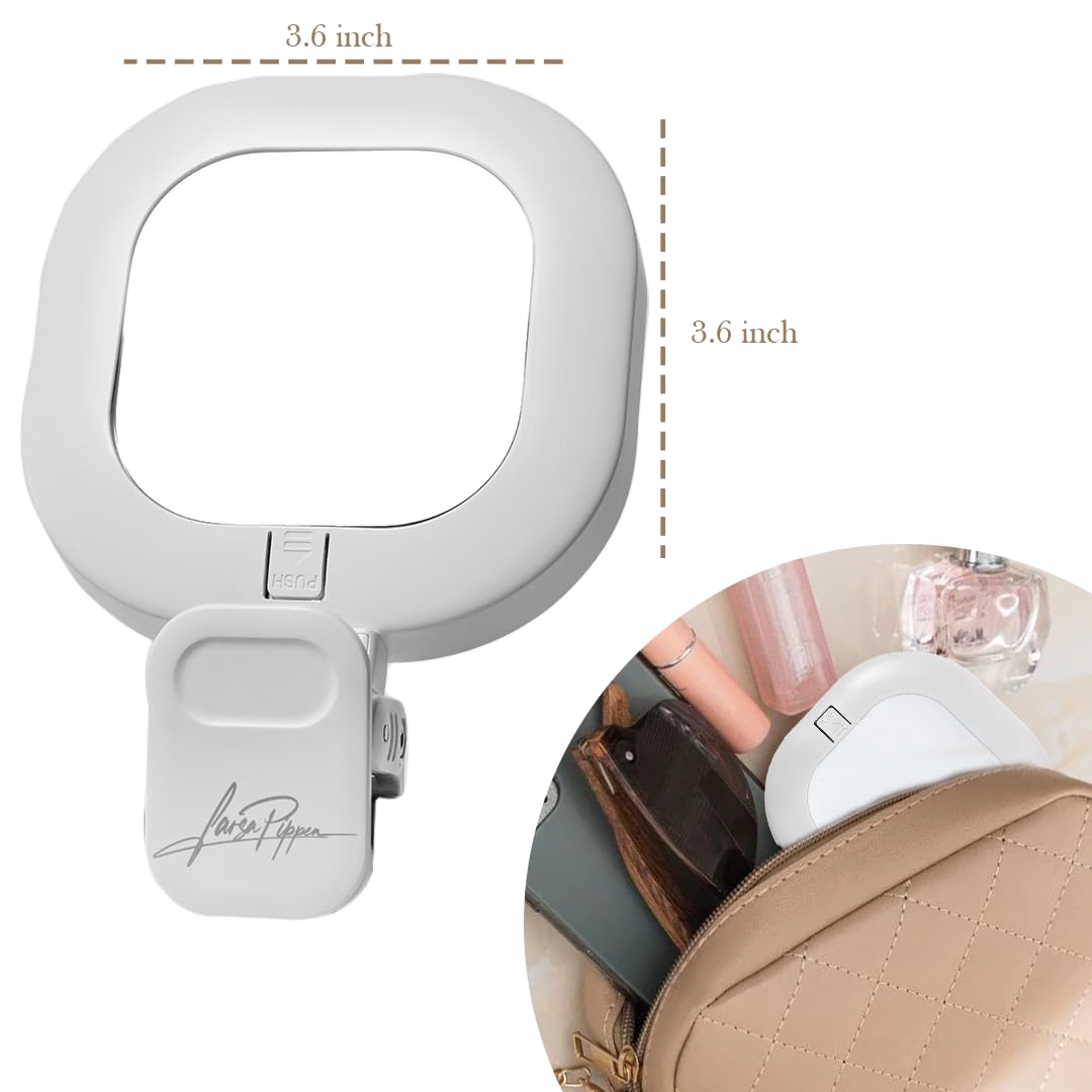Larsa Pippen - LARSA Light - LED Selfie-Light with Clip & Glass Mirror - Rechargeable for Phone or Camera - 142 LEDs-Adjustable Brightness - Ideal