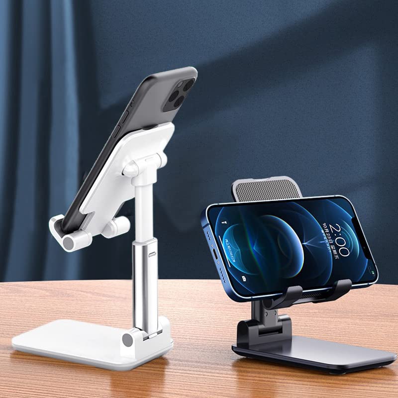 Meetuo 2 Pcs Cell Phone Stand, Adjustable Angle Height Phone Stand for Desk, Fully Foldable/Portable Phone Holder, Compatible with iPhone
