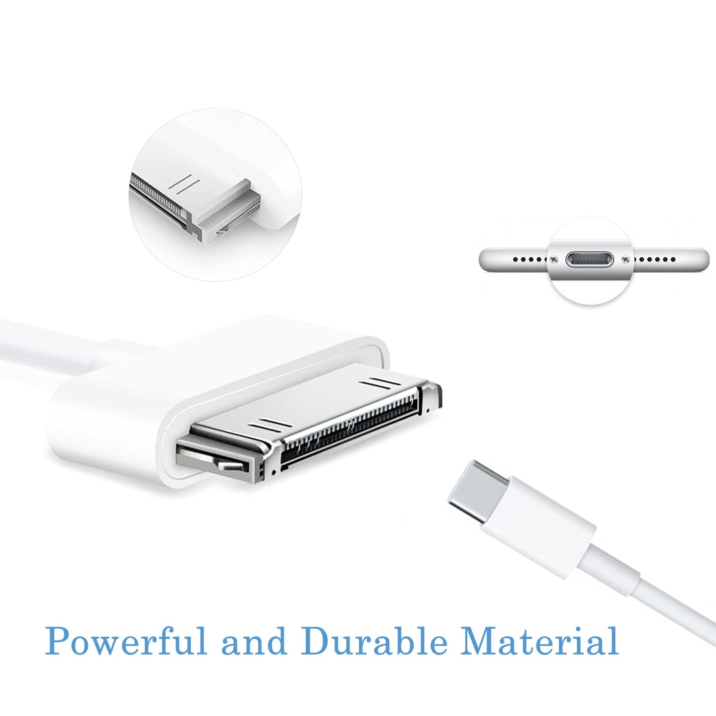 Arbove USB-C to 30 Pin Cable, 3ft Type-C to 30 Pin Cable Mains Charging Syncing Old Pad Phone Pod