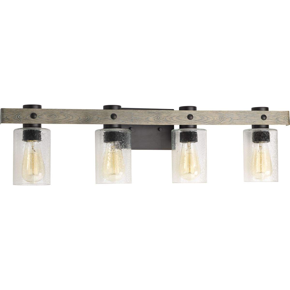 Progress Lighting Gulliver Collection 4-Light Clear Seeded Glass Coastal Bath Vanity Light Graphite