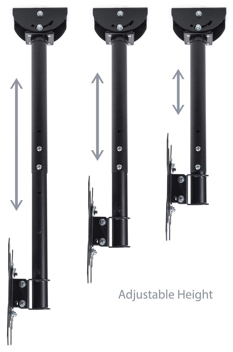 Displays2go Rotating TV Ceiling Mounts with Adjustable Height - Black (LTCEIL20)