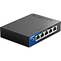 Linksys LGS105: 5-Port Business Desktop Gigabit Ethernet Unmanaged Switch, Computer Network, Wired Connection Speed up to 1,000 Mbps (Black, Blue)