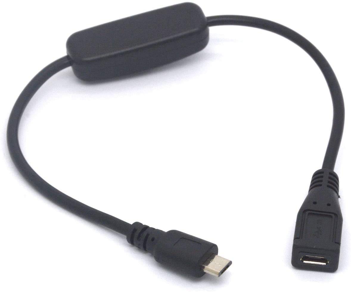 GLHONG Micro USB On Off Cable Micro-USB Male to Female Switch Charging Cord for Raspberry Pi, Arduino, Smartphone, Powerbank(Only for Charge,Not…