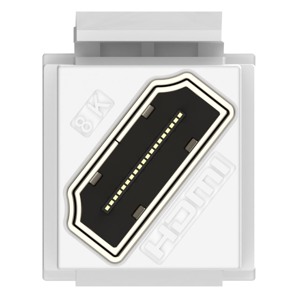 YOEMELY HDMI Keystone 8K, White HDMI Keystone Coupler for HDMI 2.1a Cable Pass Through, Including 8K 60Hz or 4K 120Hz Resolution and up to 48G