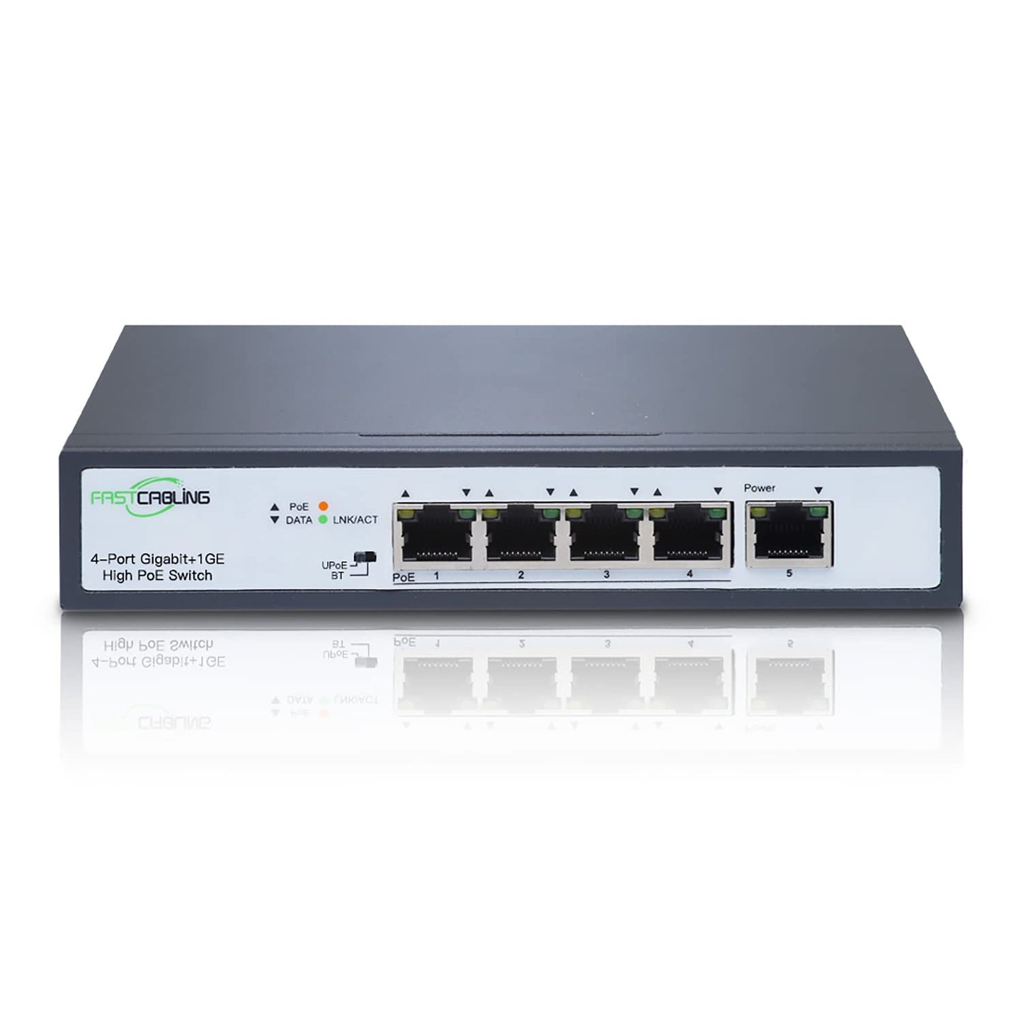 Fastcabling 5-Port 90W 802.3bt PoE++ Switch, IEEE802.3 at/bt, High Power Out Ports, Gigabit Ethernet, 180W Power Budget, Unmanaged Switch