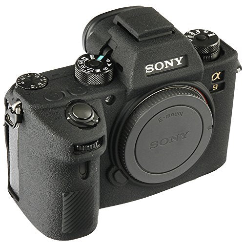STSEETOP Silicone Camera Case for Sony A9 - Protective DSLR Skin Cover, Detachable Cage, Shockproof, Dustproof (Black)