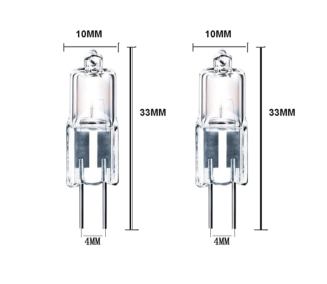 ShuoHui G4 Halogen Bulbs 10 W 24 V Dimmable Bi-Pin Base Clear Capsule Warm White Light Bulb Pack of 10