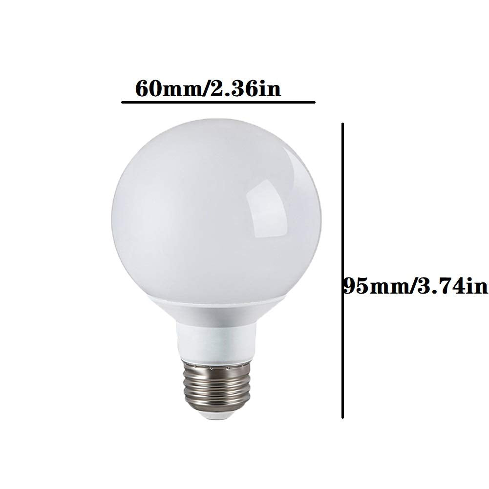 Lxcom Lighting G60 LED Light Bulb 3W Globe Bulbs 25W Incandescent Bulb Equivalent E26/E27 Base Warm White 3000K 300LM LED Small Vanity Light