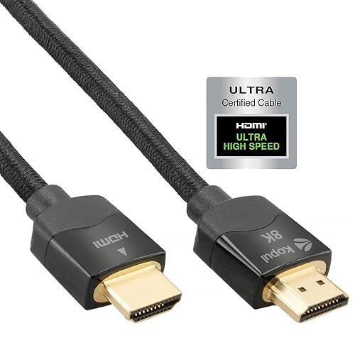 Kopul 8K HDMI 2.1 Cable 3.3 ft, 48Gbps Ultra High-Speed HDMI Cables Cord(Braided), Triple-Layer Shielding, 10K 8K@60Hz, 4K@120Hz, Compatible