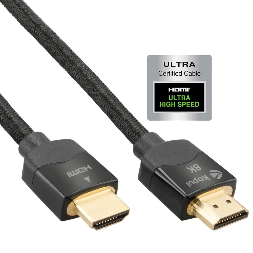 Kopul 8K HDMI 2.1 Cable 3.3 ft, 48Gbps Ultra High-Speed HDMI Cables Cord(Braided), Triple-Layer Shielding, 10K 8K@60Hz, 4K@120Hz, Compatible