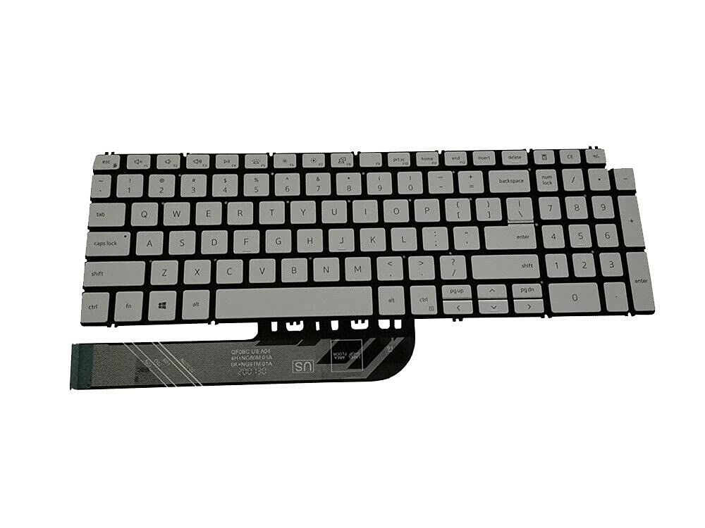 New US Silver English Backlit Laptop Keyboard (Without palmrest) for Dell Inspiron 7506 2-in-1 Inspiron 7500 2-in-1 Light Backlight