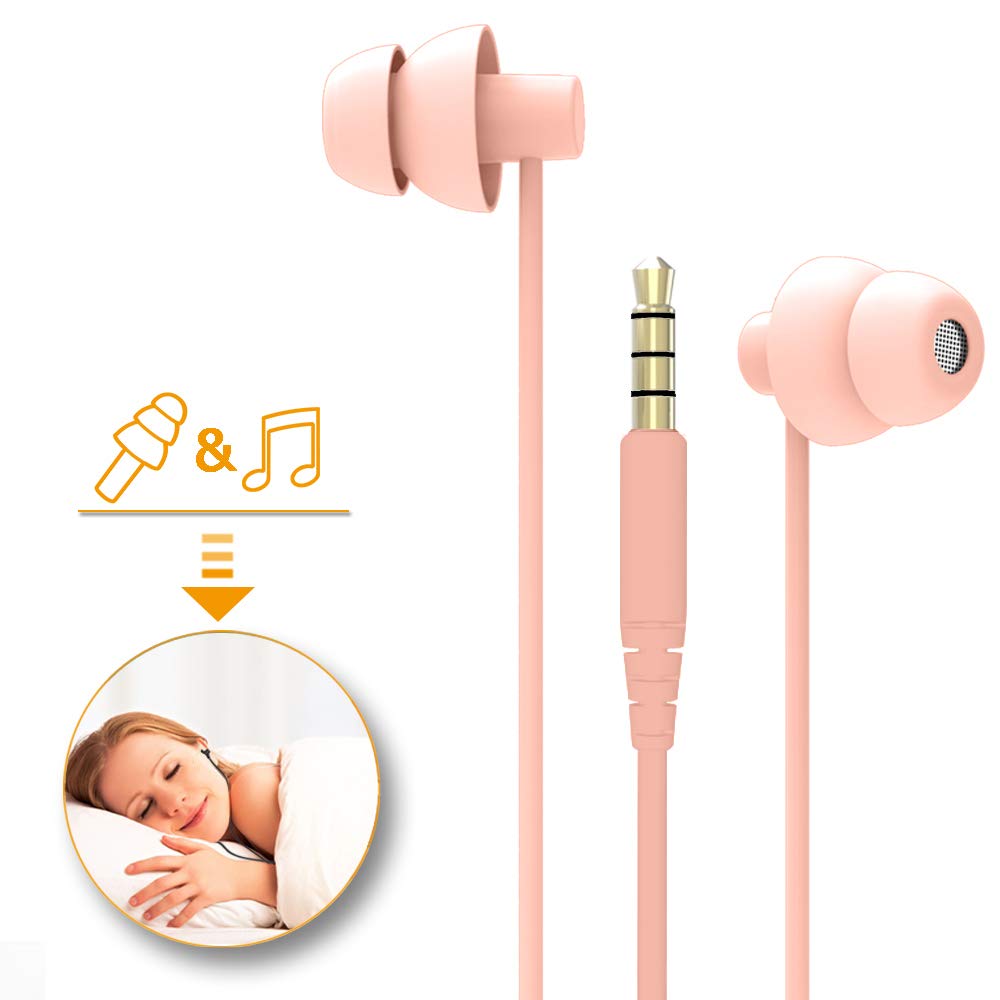 MAXROCK Super Mini Total Soft Silicon Earbuds Headphones with Mic for Cellphones iPad Tablet MP3 Laptop and Most 3.5mm Audio Player, Coral Pink